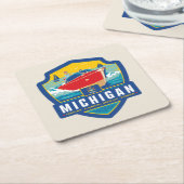 State Pride | Michigan Vierkante Kartonnen Onderzetter (Schuin)