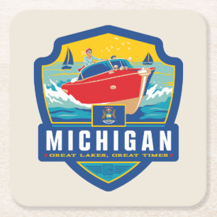 State Pride   Michigan Vierkante Kartonnen Onderzetter