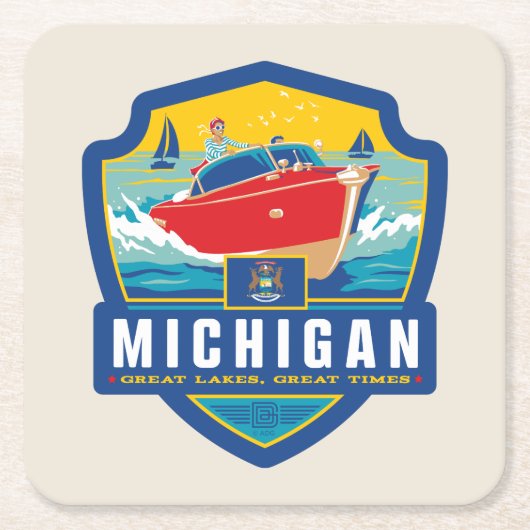 State Pride | Michigan Vierkante Kartonnen Onderzetter (Voorkant)