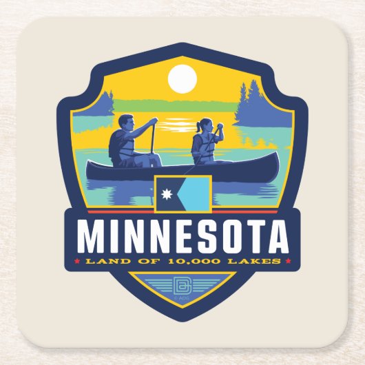 State Pride | Minnesota Vierkante Kartonnen Onderzetter (Voorkant)