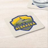 State Pride | Nebraska Vierkante Kartonnen Onderzetter (Schuin)