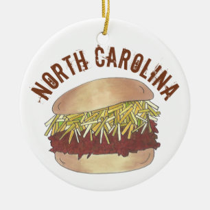 State Pride North Carolina NC Pulled Pork Sandwich Keramisch Ornament
