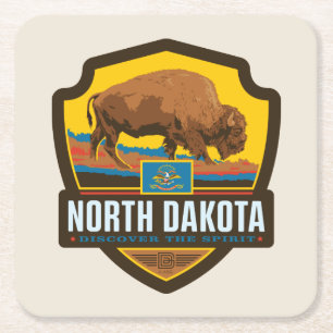 State Pride   North Dakota Vierkante Kartonnen Onderzetter