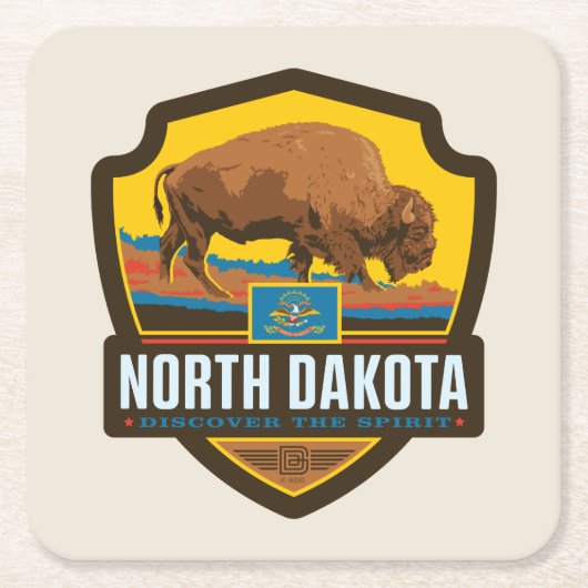 State Pride | North Dakota Vierkante Kartonnen Onderzetter (Voorkant)