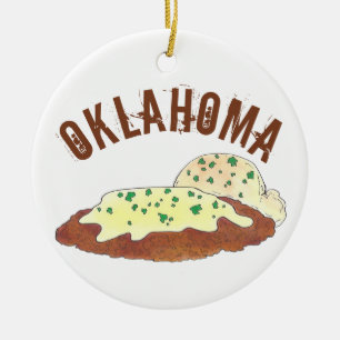 State Pride Oklahoma OK Chicken Fried Steak Keramisch Ornament