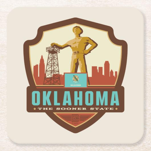 State Pride | Oklahoma Vierkante Kartonnen Onderzetter (Voorkant)