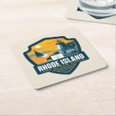 State Pride | Rhode Island Vierkante Kartonnen Onderzetter (Schuin)