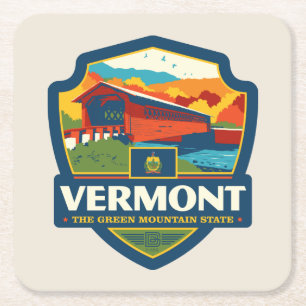 State Pride   Vermont Vierkante Kartonnen Onderzetter
