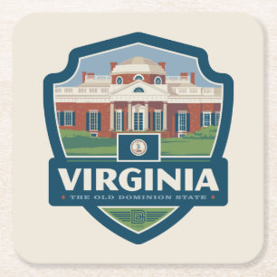 State Pride   Virginia Vierkante Kartonnen Onderzetter