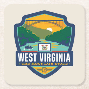 State Pride   West Virginia Vierkante Kartonnen Onderzetter