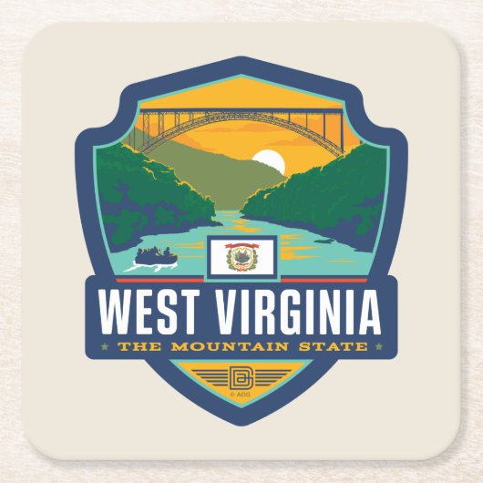 State Pride | West Virginia Vierkante Kartonnen Onderzetter (Voorkant)