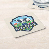 State Pride | Wisconsin 2 Vierkante Kartonnen Onderzetter (Schuin)