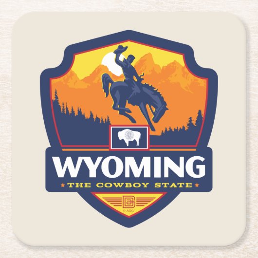 State Pride | Wyoming Vierkante Kartonnen Onderzetter (Voorkant)
