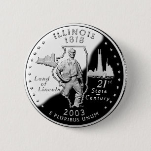 State Quarter van Illinois Reverse Side Faux Ronde Button 5,7 Cm