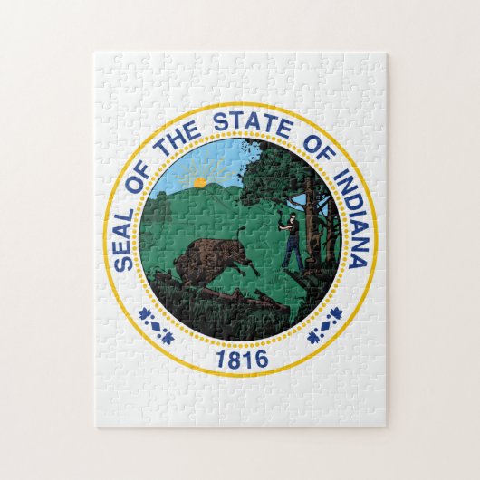 State Seal of Indiana. Legpuzzel (Verticaal)