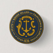 State Seal of Rhode Island Ronde Button 3,2 Cm (Voorkant)