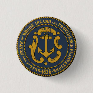 State Seal of Rhode Island Ronde Button 3,2 Cm