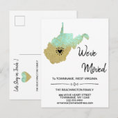*~* STATE WEST VIRGINIA New Home Address Moving -  Aankondigingskaart (Voorkant / Achterkant)