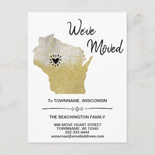 *~* STATE WISCONSIN New Home Address Moving - Aankondigingskaart (Voorkant)