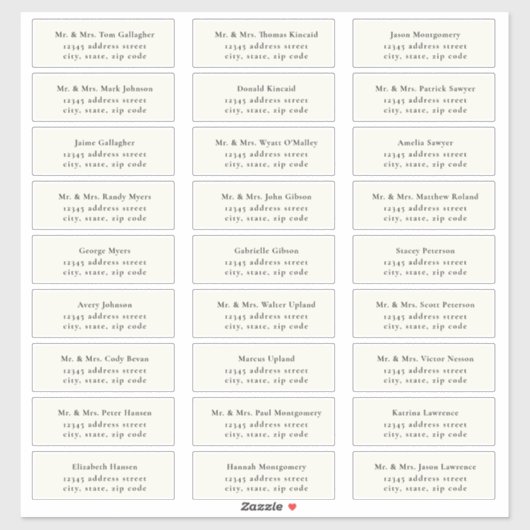 STATELY Black / Ecru Guest Address Labels (Vel)