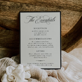Stately Calligraphy Wedding Details Card Kaart