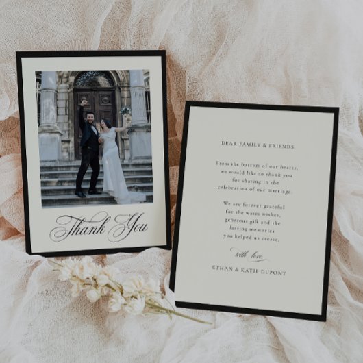 STATELY CALLIGRAPHY Wedding Photo Bedankkaart