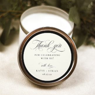 STATELY CALLIGRAPHY Wedding Thank You Ronde Sticker