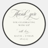 STATELY CALLIGRAPHY Wedding Thank You Ronde Sticker (Voorkant)