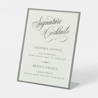 STATELY Signature Cocktails Wedding Bar Menu Reclamebord Met Voetstuk