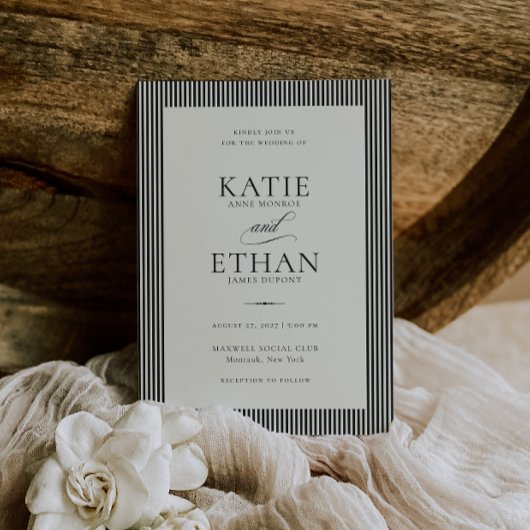 Stately Stripes Frame Wedding Invitation