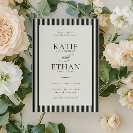 Stately Stripes Frame Wedding Invitation
