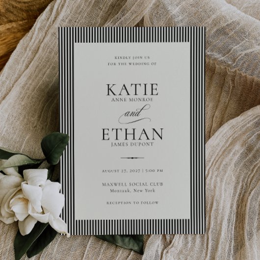 Stately Stripes Frame Wedding Invitation
