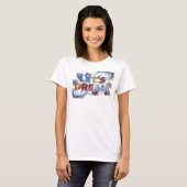 Statement Blauw LET'S DREAM Print T-shirt (Voorkant volledig)