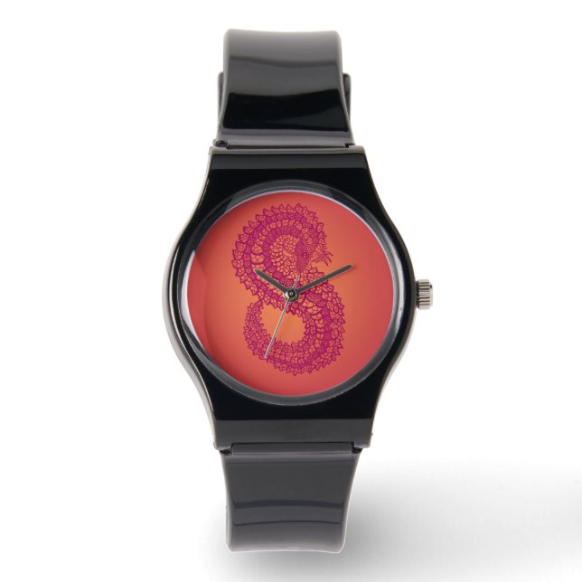 Statement pangolin design oranje horloge (Voorkant)