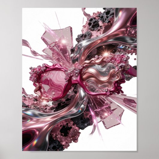 Statement Zilver ABSTRACTE KUNST Kunstprint v2 Poster (Voorkant)