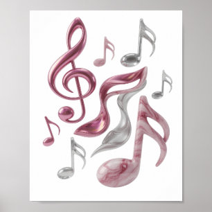 Statement Zilver MUSIC IN EVERY NOTE 3D Tekst Kuns Poster