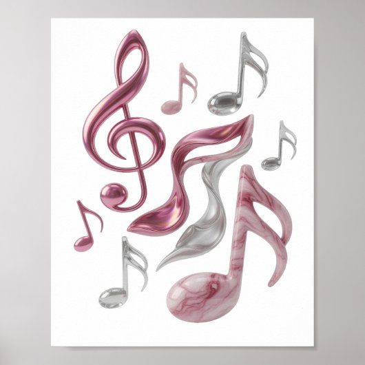 Statement Zilver MUSIC IN EVERY NOTE 3D Tekst Kuns Poster (Voorkant)