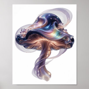 Statement Zilver SPACE MUSHROOM Artistiek Motief Poster