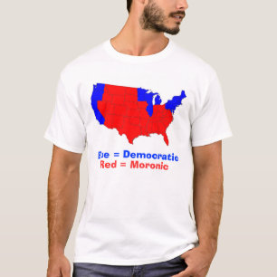 staten Blauw = Democratisch, Rood = Moronisch T-shirt