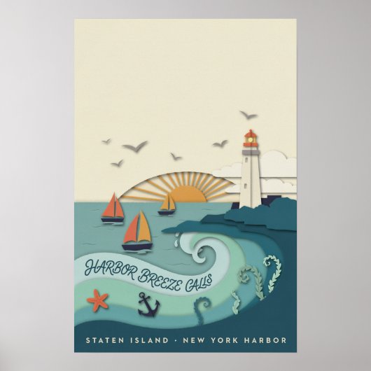 Staten Island Kust Reisposter Poster (Voorkant)