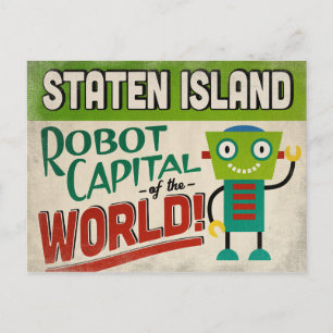 Staten Island New York Robot - Funny  Briefkaart