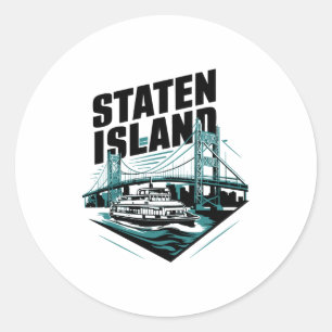 Staten Island New York Veerboot _1 Ronde Sticker