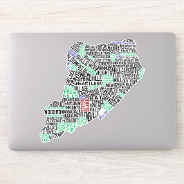 Staten Island New York Word Art Map Sticker