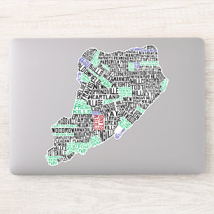 Staten Island New York Word Art Map Sticker