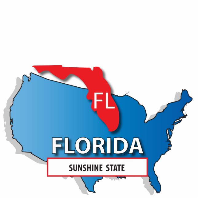 Statenkaart van Florida Staand Fotobeeldje (Voorkant)