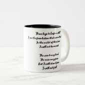 Statief en citaat tweekleurige koffiemok (Voorkant rechts)