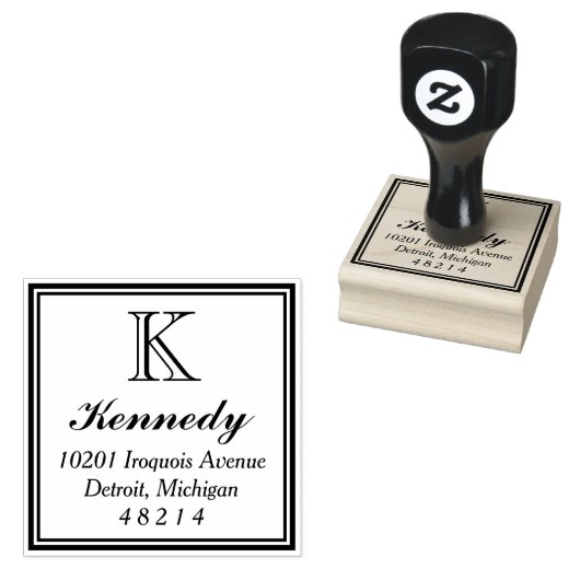 statig vierkant | Monogram retouradres Rubberstempel (Gestempeld)