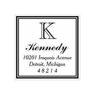 statig vierkant Monogram retouradres Rubberstempel