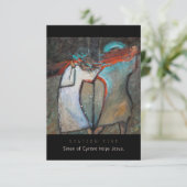 Station 5, Simon de Cyrène aide, Carte de prière (Debout devant)