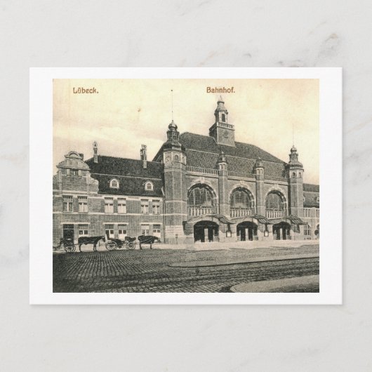 Station Bahnhof, Lubeck, Vintage van Duitsland Briefkaart (Voorkant)
